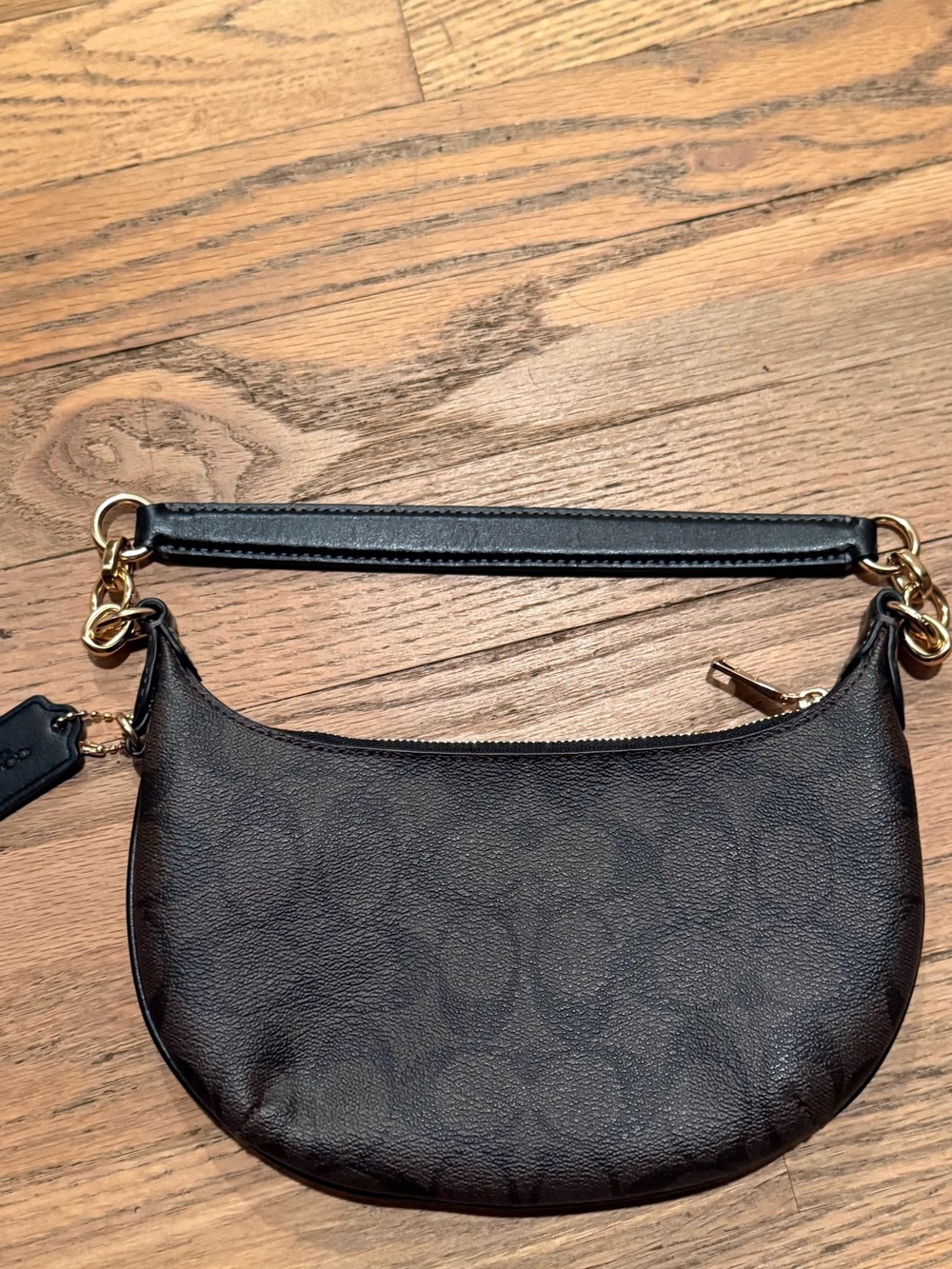 Coach Signature Chocolate Brown Mini Hobo Shoulder Bag Gold Hardware 8” - Picture 6 of 7